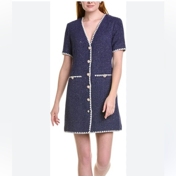 Alexia Admor Jaiya Chanel Lookalike Mini Dress in Navy Women’s Size 10 - Picture 2 of 14